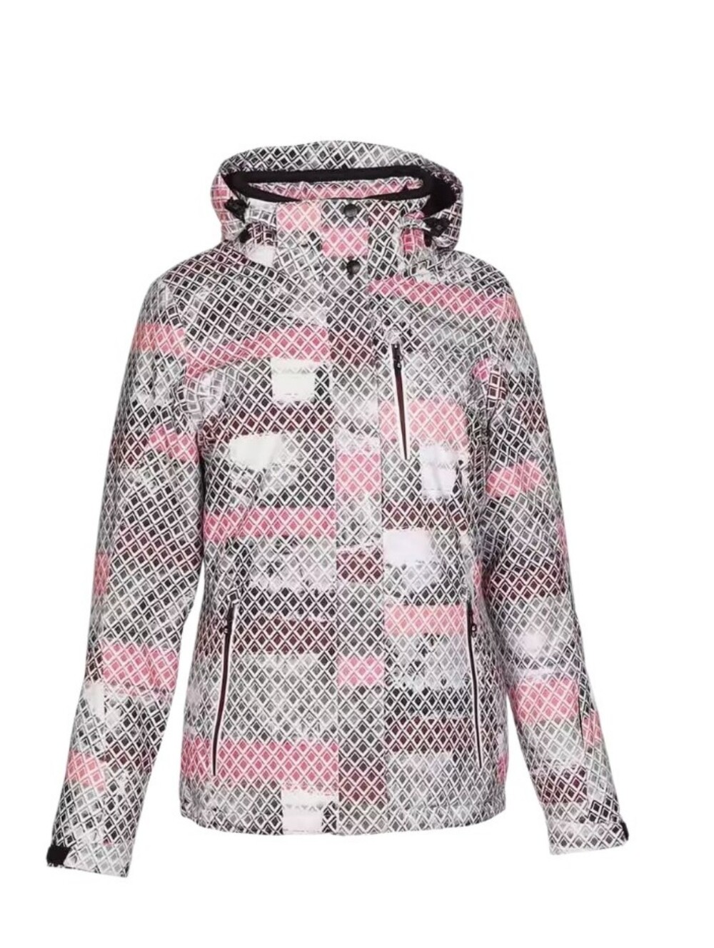 Killtec Cadia Women Ski Snowboard Winter Jacket Pink White Patterned Size 12